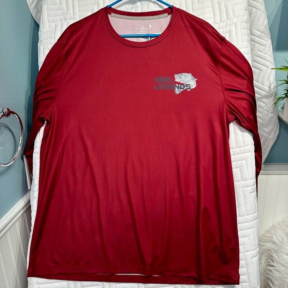 Reel Legends Size Large UPF 40 Performance Outfitters Long Sleeve Tee Shirt Red - Picture 2 of 12